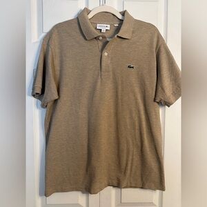 Lacoste - classic fit short sleeve polo beige size large
